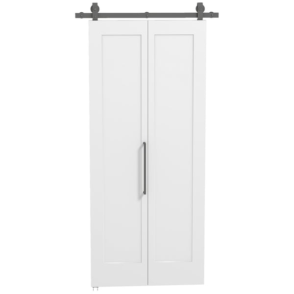 sconto Porta Scorrevole a Libro 90x210 cm con Superficie Verniciabile in MDF e Carbonio Bianco