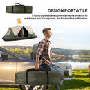 Tenda da Campeggio 450x215x180 cm 6 Posti con 2 Stanze Separate Verde Scuro   