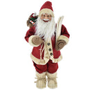 Statuina Babbo Natale Rosso Statuetta 80 cm Vestiti in Tessuto Addobbo Natalizio