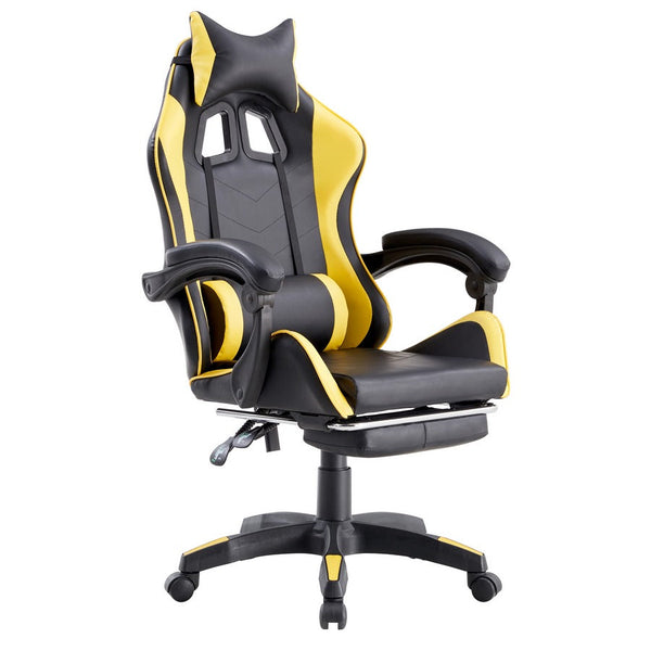 acquista Chaise de jeu ergonomique en simili cuir jaune/noir