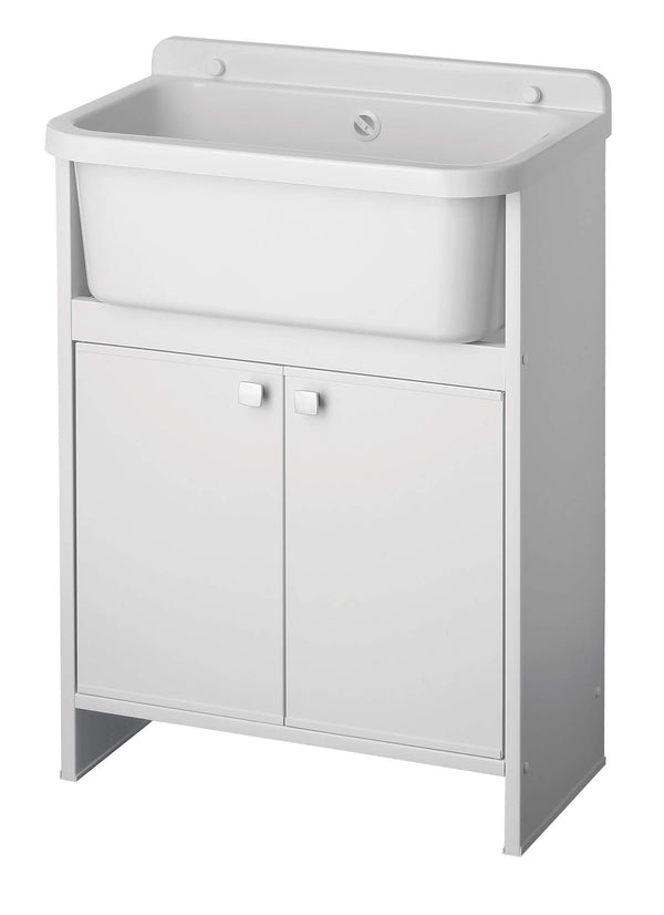 prezzo Meuble Buanderie PVC 55x35x78cm 2 Portes pour Intérieur et Extérieur Forlani Blanc Clair