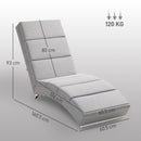 Poltrona Chaise Longue Reclinabile con Schienale Alto 160,5x60,5x93 cm in Tessuto Effetto Lino Grigio Chiaro 