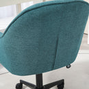 Sedia da Ufficio Girevole ad Altezza Regolabile 63x66x86-96 cm in Tessuto Effetto Lino e Acciaio Verde Scuro