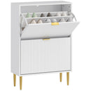 Scarpiera Slim con 2 Cassetti Ribaltabili per 12 Paia di Scarpe 60x24x91,5 cm Design Moderno in MDF Bianco  