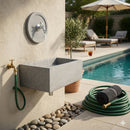 Lavello Rettangolare da Esterno 45x35 cm con Rosone Installazione a Muro in Cemento Madrid Grigio