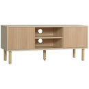 Mobile Porta TV fino a 50" Anta Scorrevole 115x40x49 cm con Vani Aperti e Armadietti Naturale