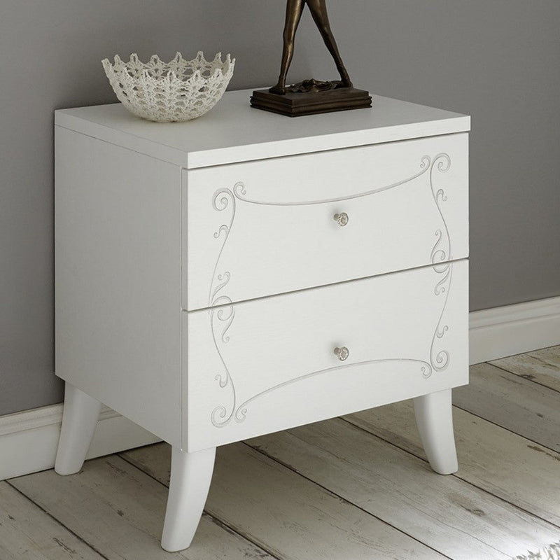 Set 2 Comodini 51x39x56 cm Ararat bianco