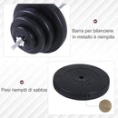 Set Bilanciere 170 cm in Ferro Zigrinato con con 8 Dischi Peso Regolabile 70Kg 