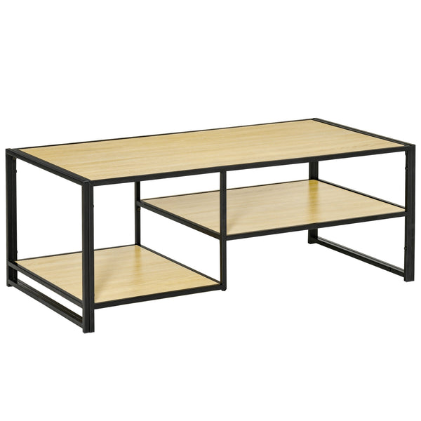 online Table Basse 3 Etagères 120x60x46 cm en Acier et MDF Chêne