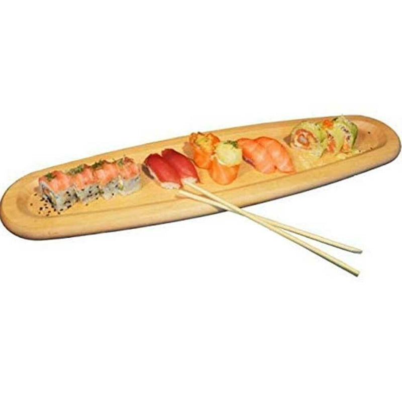 Tagliere Ovale 52x14cm in Legno di Faggio Con Bordo per Sushi Salumi Formaggi