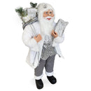 Pupazzo Babbo Natale H90 con Luci e Suoni Bianco e Argento