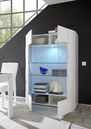 Vetrina Mobile Soggiorno 2 Porte in Melamina 121x42x166cm TFT Chequers Bianco