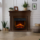 Camino Elettrico da Terra 110x36x100 cm Cambridge In Legno Noce      
