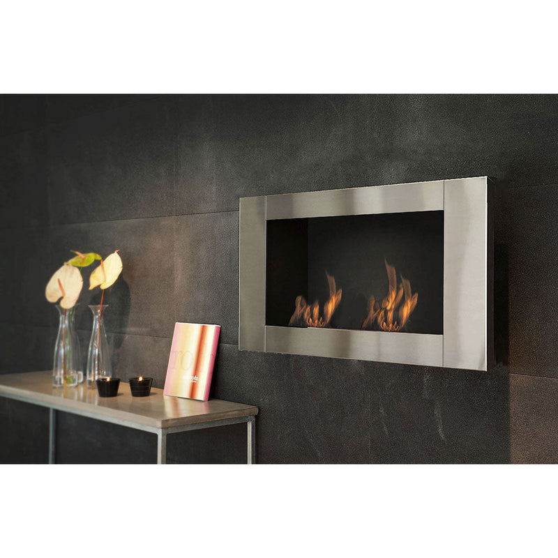 Camino a Bioetanolo da Parete 110x16x54 cm Grigio Silver