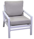 Set Salotto da Giardino Divano 2 Poltrone e Tavolino in Alluminio Cleveland Bianco e Grigio