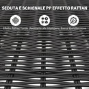 Set da Pranzo da Esterno Tavolo con Foro Ombrellone 150x80x74 cm e 6 Sedie 55x60x83 in Acciaio e PP cm Nero      