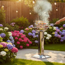 Barbecue a Carbone Venus 480 Ompagrill Griglia Ø44 cm Gamba a Colonna con Areazione in Acciaio Inox