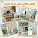 Set Tavolo e Sedia per Bambini 3-8 Anni con Lavagna Nera, Lavagna Bianca, Contenitori e Rotolo di Carta, Bianco      