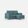 Divano 2 Posti con Pouf 168x145x85 cm Marrak in Tessuto Petrolio
