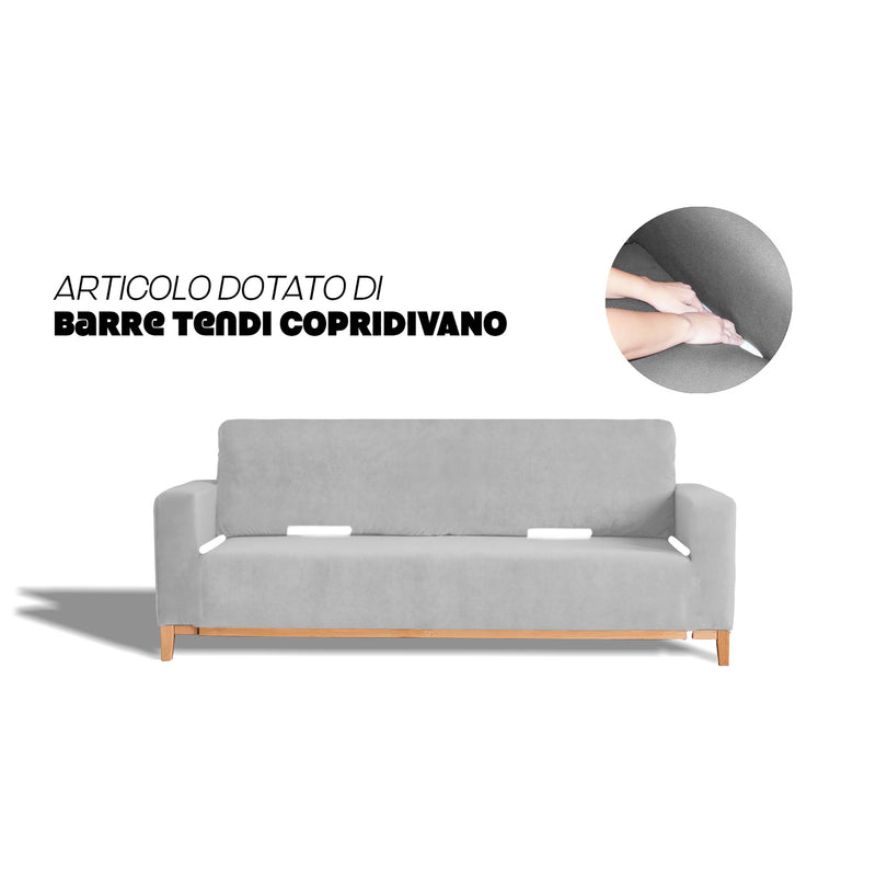 Copridivano Elasticizzato in Poliestere Dahlia Grigio Chiaro Varie Misure