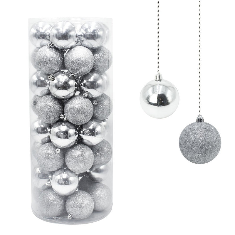 Set 48 Palline Decorative Ø 7 cm per Albero di Natale Argento
