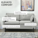 Divano 2 Posti 143x73x77 cm in Tessuto Effetto Lino Grigio