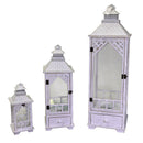 Set 3 Lanterne in Legno in Metallo sbiancato quadro