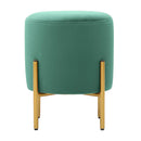 Pouf Ø35x42 cm in velluto verde e piedi in ottone