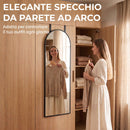Specchio da Parete e Porta ad Arco 40x110 cm con Ganci e Cornice in Lega di Alluminio e Vetro Temperato Nero      
