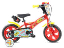 Bicicletta per Bambini 12" Disney Mickey Mouse Freno Caliper e Stabilizzatori in Acciaio Hi-Ten Rosso