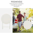 Set Tavolino e 2 Sedie Pieghevoli da Giardino in Acciaio Bianco