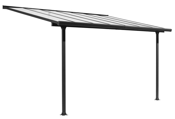 Auvent 2,95x3,03 m en Aluminium Blanc Revêtement en Polycarbonate Gris online