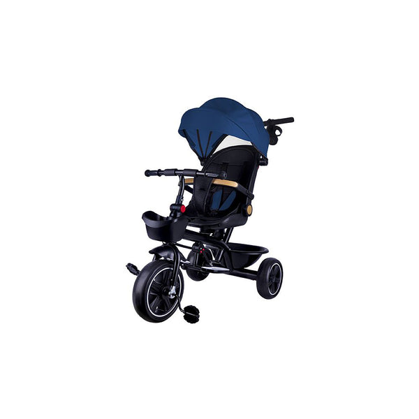 acquista Passeggino Triciclo con Sedile Girevole 65x47x110 cm con Cappotta e Cestini Blu