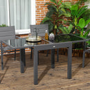 Tavolo Allungabile da Giardino 80-160x80x75 cm con Piano in Vetro e Alluminio Nero   