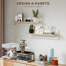 Set 2 Mensole da Parete 80x16,5x20 cm in Legno Bianco e color Legno      