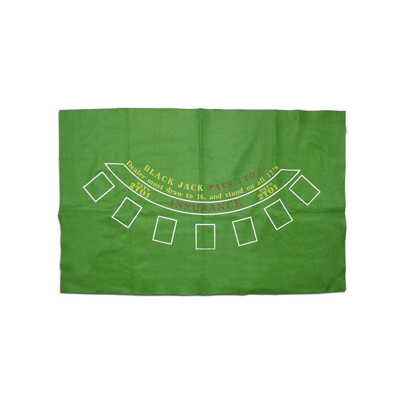 Tappeto copritavolo Black Jack 60x90 cm panno verde per gioco del Poker