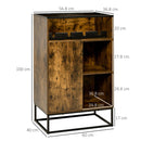 Mobile Multiuso con Portabottiglie 60x40x100 cm in Metallo Vetro e Truciolare Marrone
