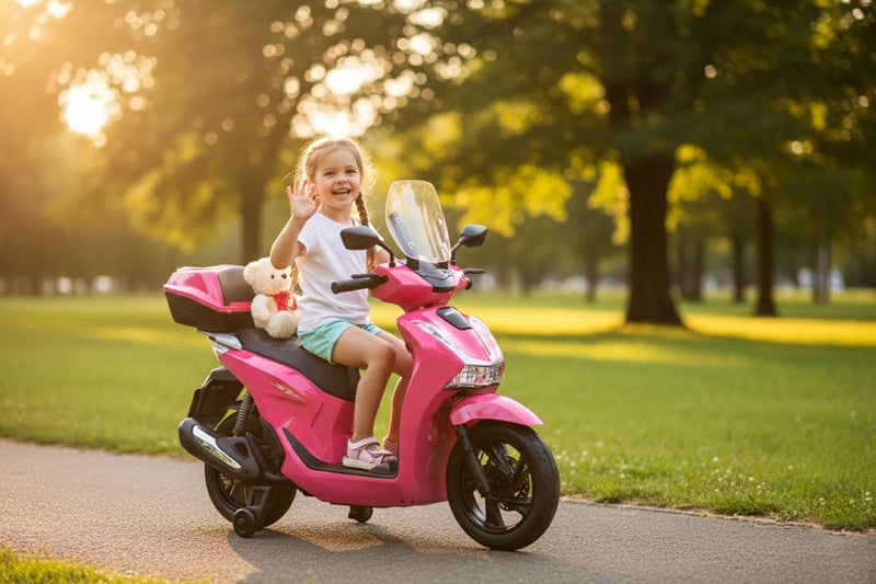 Scooter Elettrico per Bambini Licenza Ufficiale Honda SH125 12V con Ruote EVA e Sedile Pelle Rosa