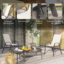 Set 2 Sedie da Giardino 54x71x93 cm Impilabili con Braccioli Curvi in Acciaio e Tessuto Traspirante Grigio Chiaro      