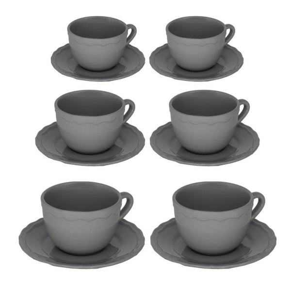 Set 6 Tazze da The con Piattino Ø9,5xh7 cm in Gres Porcellanato Juliet Grigio acquista