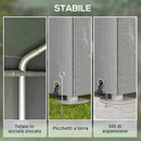 Capanno Box per Attrezzi da Giardino 160x218x172 cm Tenda in PE anti UV e Acciaio Grigio chiaro