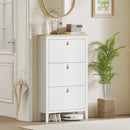 Scarpiera Slim 80x24x131 cm con 3 Cassetti e Ripiani Regolabili per 21 Paia di Scarpe in Pannello di Particelle Bianco      