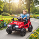 Macchina Fuoristrada per Bambini 99x66x68.5 cm con Fanali Clacson e Telecomando in PP e Metallo Rosso      