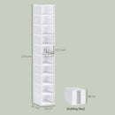 Scarpiera Pieghevole Slim Modulabile 26x35x174 cm con 10 Contenitori per Scarpe con Pannello Trasparente in PP e ABS Bianco      