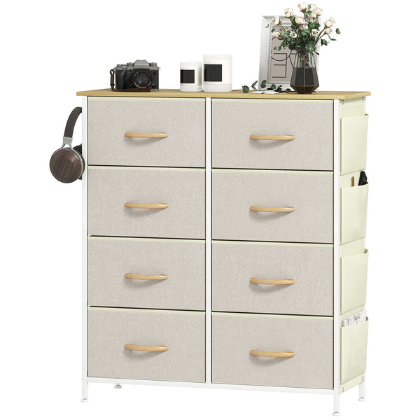 Cassettiera con 8 Cassetti in Tessuto 86x30x94,5 cm Tasche Laterali Portaoggetti Struttura in Acciaio Beige acquista