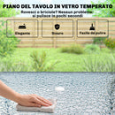 Set 8 Pezzi da Giardino con Ombrellone 6 Sedie Pieghevoli e Tavolo da Esterno in Vetro Temperato Grigio      