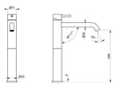 Rubinetto Miscelatore Monocomando Lavabo Alto in Acciaio Inox Satinato Maniglia Perla