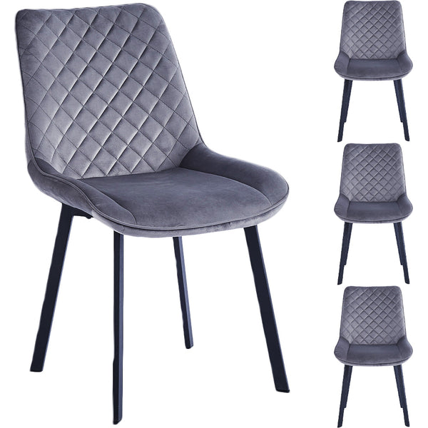 prezzo Set 4 Sedie da Pranzo Rivestimento Velluto Grigio Sedia Ufficio Casa Ergonomica