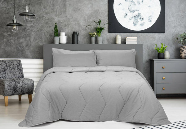 acquista Couette d'Hiver Imprimée en Pur Coton 300gr Cober Burbon Gris Différentes Tailles