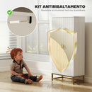 Credenza Cucina Dispensa Autoportante 58x29x119,5 cm con 12 Ripiani su Ante e Ripiani Regolabili in Pannello Truciolare e Acciaio Bianca      